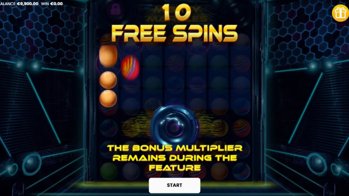 Mighty Marbles slot machine cosmic neon theme